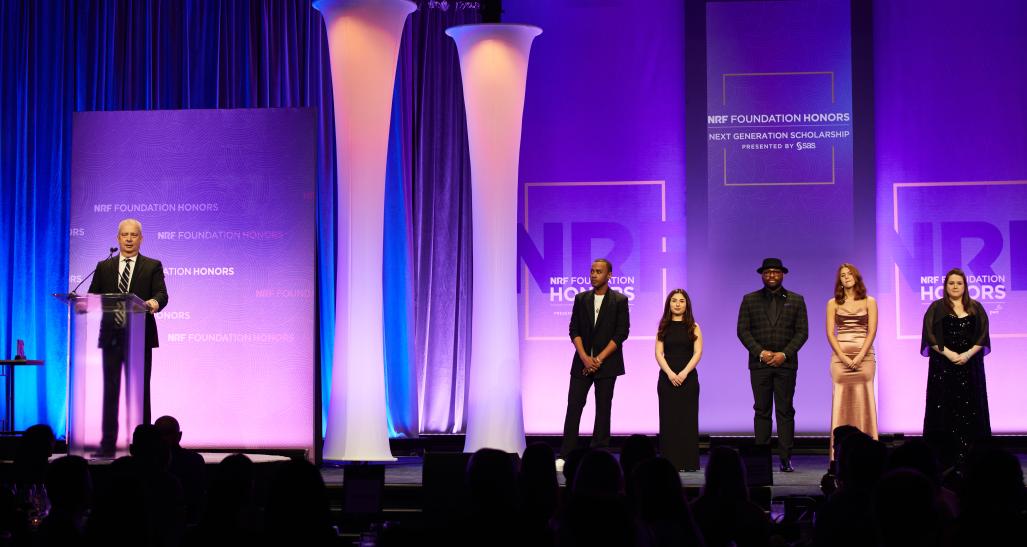 Richard Widdowson of SAS with 2022 finalists onstage at the NRF Foundation Honors